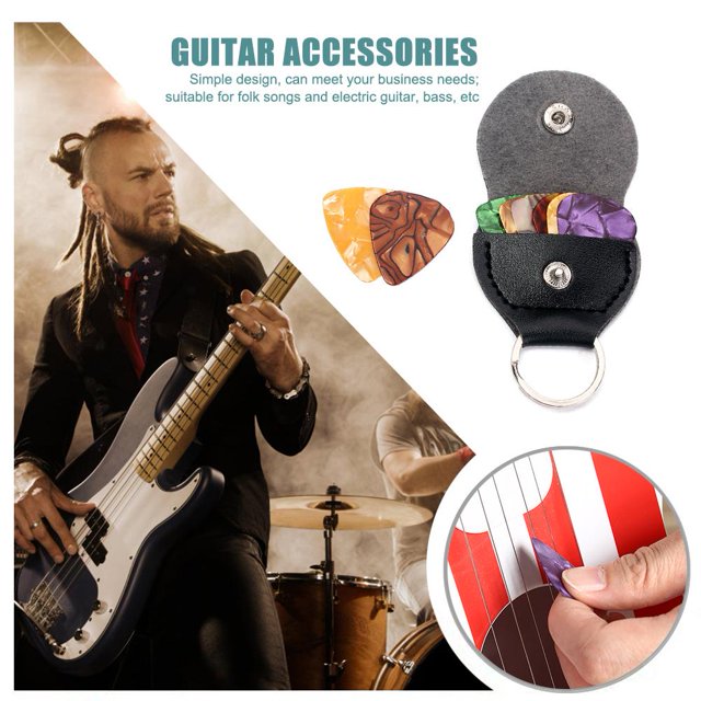 Soporte portátil para púas de guitarra estuche de púa de guitarra de cuero bolsa accesorios para guitarra FLhrweasw Nuevo