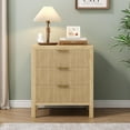 thumbnail image 3 of 6 Drawer Dresser, Modern Wood Storage Chest of Drawers Organizer with Waveform Panel, Fluted Dresser with Wide Drawers and Golden Handles for Bedroom, Hallway, Entryway, Nature, 3 of 15