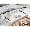 thumbnail image 5 of Fibogollo Bamboo Serving Tray with Metal Handles,15x10in Ottoman Decorative Trays Platter for Coffee Table,Living Room,Bar,Party,Small(White), 5 of 6