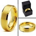 thumbnail image 5 of Charming Jewelers Tungsten Wedding Band Ring 8mm for Men Women Comfort Fit 18K Yellow Gold Plated Beveled Edge Brushed Polished Lifetime Guarantee Size 10, 5 of 5