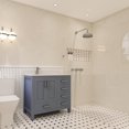 thumbnail image 2 of Ayna Decors Rooh 36 in Charcoal Grey Bathroom Vanity Set with White Quartz Countertop and Brass Faucet | Pop-Up Drain and P-Trap Included | Brushed Nickel Hardware | AVR36CG3022, 2 of 10