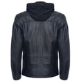 thumbnail image 4 of Mens Hooded Classic Black Leather Jacket-Stalham in Black, 4 of 6