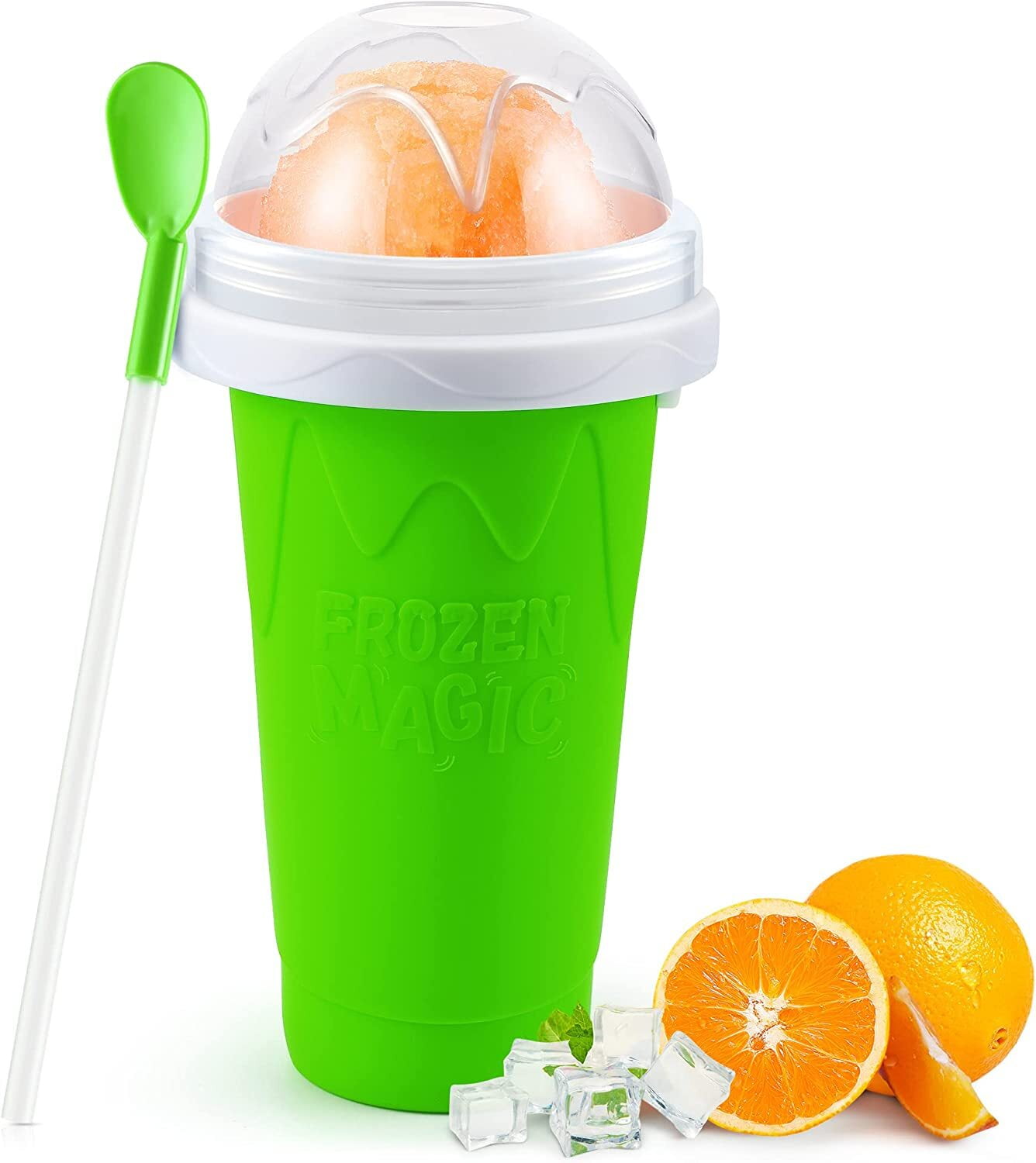 Slushy Maker Cup, Quick Frozen Magic Smoothie Cup for Ice Cream Make your  Day Cool, Portable Squeeze Ice Cup, Slushie Cup with Spoon and Straw,  Frozen