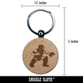 thumbnail image 2 of Baseball Player Catcher with Mitt Round Keychain Charm Tag - Engraved Wood, 2 of 6