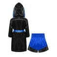 thumbnail image 4 of Raenseen Boys Boxing Outfits Metallic Satin Robe with Shorts Boxer Party Black&Blue 10, 4 of 6