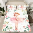 thumbnail image 2 of jejeloiu Ballerina Girl Queen Sheet Sets,Ballet Dancer Flat Sheet,Pink Flowers Floral Queen Fitted Sheet For Teens,Breathable Home Decor,4pcs, 2 of 7
