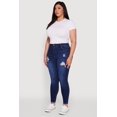 thumbnail image 3 of Women's Plus Size High Waisted Distressed Skinny Jeans, 3 of 5
