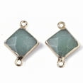 thumbnail image 2 of 20 pc Natural Green Aventurine Links connectors with Golden Tone Iron Edge Faceted Rhombus 22~23.5x16.5x5.5mm Hole: 1.5mm Diagonal Length: 22~23.5mm Side Length: 12mm, 2 of 2