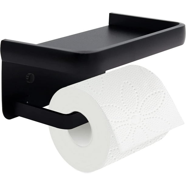 Porte-papier toilette noir, porte-rouleau de papier toilette en acier  inoxydable, porte-papier toilette helle salle de bain et cuisine (carr)