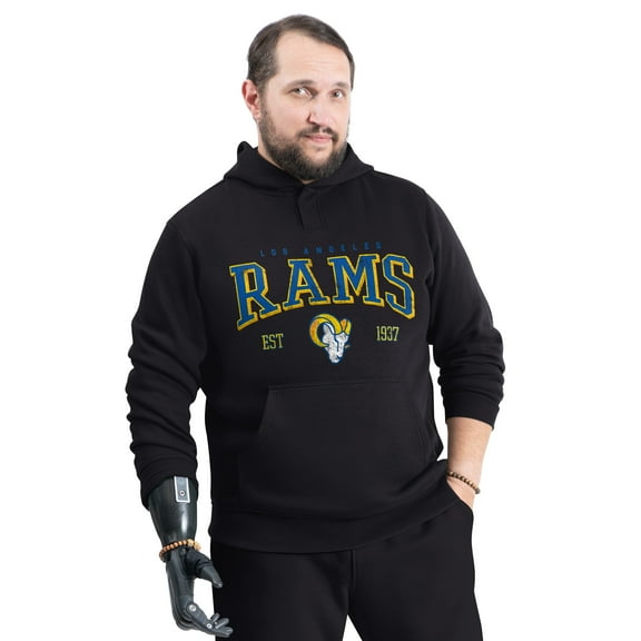 Men's G-III Sports by Carl Banks Black Los Angeles Rams Adaptive Team Spirit Graphic Fleece Pullover Hoodie