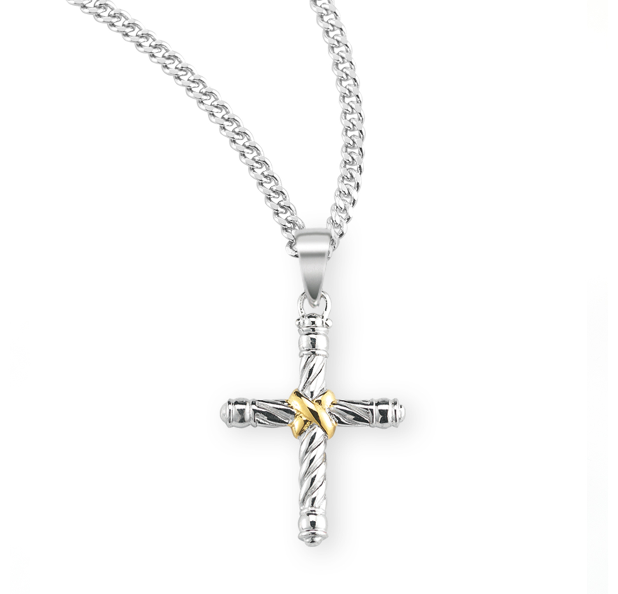 Mens Cross Two Tone Gold and Rhodium Plated Ring Mens Cross Two Tone Gold and Rhodium Plated Ring