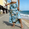 thumbnail image 2 of XUNKUSGA Maxi Skirt Elastic Waist A Line Boho Floral Women's Skirts Classic Casual High Waist Skirts for Women Trendy Pleated Flowy Summer Beach Skirt,Blue,2XL, 2 of 9