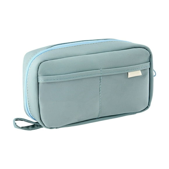Organisateur de Stylos Bleu Grande Capacité Pochette à Fermeture Éclair Multi-Couches Étui en Tissu Oxford pour Fournitures Scolaires et de Bureau 8X4X2 Pouces