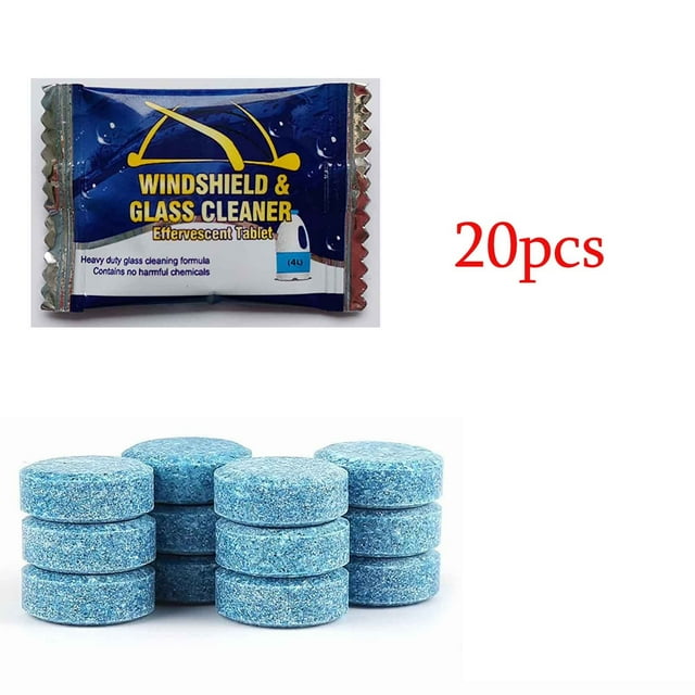 Fiudx Tableta Limpiadora de Vidrios para Auto, Espuma Limpiadora Efervescente, Fórmula de Detergente Potente, Eliminación Instantánea de Manchas de Vidrio, Limpiador de Parabrisas y Espejos, Paquete