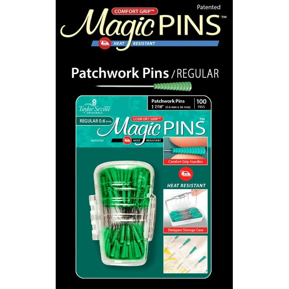 Taylor Seville Magic Pins - Patchwork Regular-Green 100/Pkg