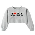 thumbnail image 2 of Sweat-shirts Recadrés pour Femmes Lettre Coeur Imprimé Col Rond Pulls, 2 of 4