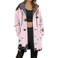 thumbnail image 2 of Jacket Women Longline Jackets Christmas Print Winter Cozy Lined Full Zip Outerwear for Cold Weather Coats for Women Pink M, 2 of 5