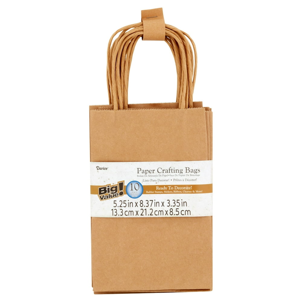 Darice Brown Kraft Paper Crafting Bags, 5.25 x 8.375 Inches, 10 Count