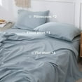 thumbnail image 4 of Simple&Opulence Linen Sheet Set-Linen Cotton Blend Bedding set-4 Pieces(1 Flat Sheet,1 Fitted Sheet&2Pillowcase)-Soild Color Collection,Soft & Cozy,Cooling Bedding- Full Size, Dusty Blue, 4 of 8