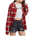 thumbnail image 2 of Mother's Day Gifts Under $20,AXXD Casual Loose Plaid Long Sleeve Button Summer Cardigan for Girl Plus Size Clearance Red Size 10, 2 of 6