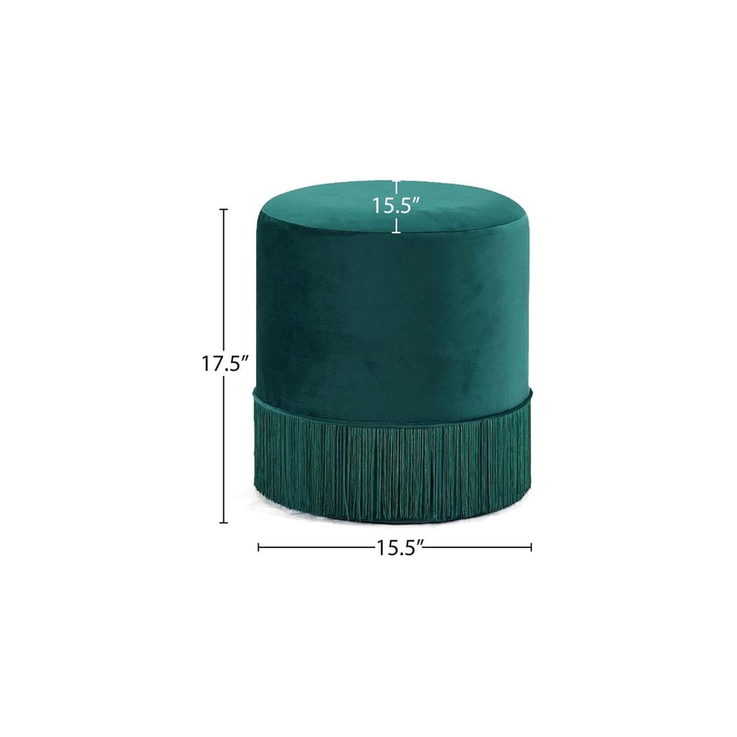 HomeStock Tribal Treasures Modern, Contemporary Velvet Upholstered Ottoman, 15.5" W x 15.5" D x 17.5" H-Color:Green