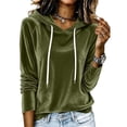thumbnail image 3 of Ihhxva Women's Velvet Hoodie Loose Fit Drawstring Top Casual Long Sleeve Soft Cozy Sweatshirt for Fall Winter Lounge Streetwear S-2XL, 3 of 9