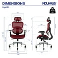 thumbnail image 5 of Nouhaus Ergo3D Ergonomic Office Chair Lumbar Support Mesh Office Chair with 4D Adjustable Armrest, Adjustable Headrest and Wheels, Mesh High Back Home Office Desk Chairs(Burgundy), 5 of 7