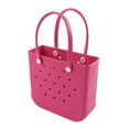 thumbnail image 2 of Bolsas de playa para mujer, impermeables, a prueba de arena, diseño de agujeros, color brillante, bolsa de mano portátil para exteriores, para playa, piscina, Camping, rosa roja, 2 of 14