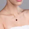 thumbnail image 3 of Gem Stone King 14K Yellow Gold Heart Shape Red Created Ruby and White Topaz Women's Pendant Necklace (2.27 Cttw, with 18 inch Chain), 3 of 4
