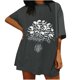 thumbnail image 1 of Top de manga corta suelto con estampado de calavera Retro desgastado y hombros caídos para mujer Pompotops hfajkhk125794, 1 of 1