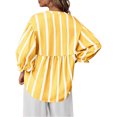 thumbnail image 4 of Wide Striped Sleeve Women Puff Sleeve Loose Blouse V-neck Casual Tops, 4 of 6