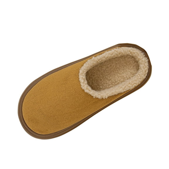 Xfvqtps Fluffy Slippers for Women Winter Warm Lined Suede Flatform Slip on Furry Cozy Indoor and Outdoor Plush Shoes Mules Brown