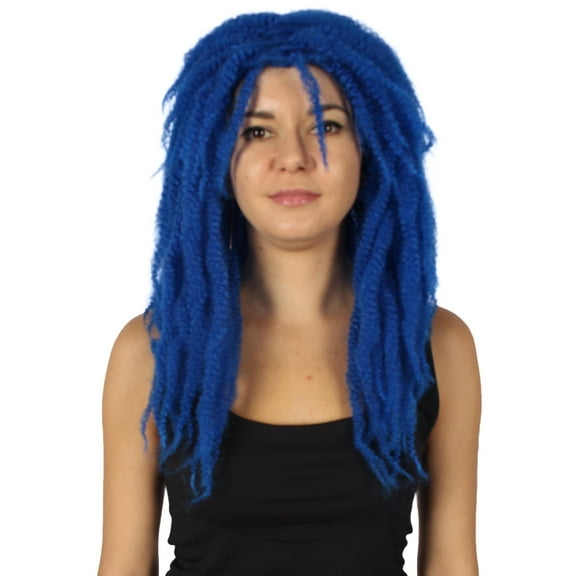 HPO Women’s Medium Dreadlock Wig – Dark Blue Synthetic Costume Hair | Breathable Capless Cap, Party & Cosplay Halloween Wig