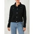 thumbnail image 6 of Caoirhny Women´s Solid Color Denim Jacket, Casual Long Sleeve Button Down Chest Pocket Jean Jacket, 6 of 9