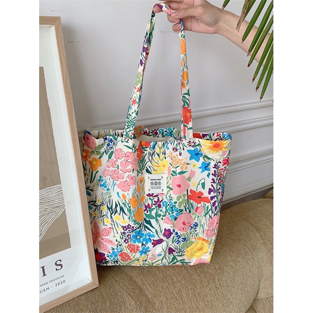Bolso de hombro de gran capacidad, bolsos de compras de tela de lona Floral Vintage a la moda, bolsos de mano, bolsa de libros informal para mujer