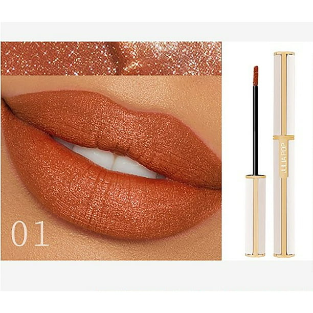 Xihbxyly oferta de hoy Tubo pequeño de brillo de labios de terciopelo blanco con lápiz labial mate fino y brillante, brillo de labios duradero y que no se desvanece, no se adhiere fácilmente a las ta