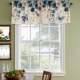 thumbnail image 3 of Weeping Blue Floral Curtain Valances for Windows, Kitchen Valance Window Treatments Panel 2 Pack, Spring Butterflies Flowers Linen Rod Pocket Short Curtains for Bathroom Bedroom 42 x 18 Inch, 3 of 8