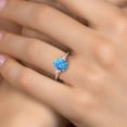 thumbnail image 4 of Gem Stone King 10K Two Tone Gold Simulated Blue Opal and Pink Lab Grown Diamond Engagement Ring for Women | 1.06 Cttw | Oval Cabochon 9X7MM | Gemstone October Birthstone | Size 9, 4 of 6