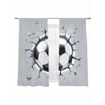 thumbnail image 2 of Sheer Curtains 72 Inches Long 2 Panels, Abstract Football Rod Pocket Curtain Voile Draperies, Geometric Black White Hexagon Light Filtering Window Treatment for Living Room Kitchen Bedroom, 2 of 8