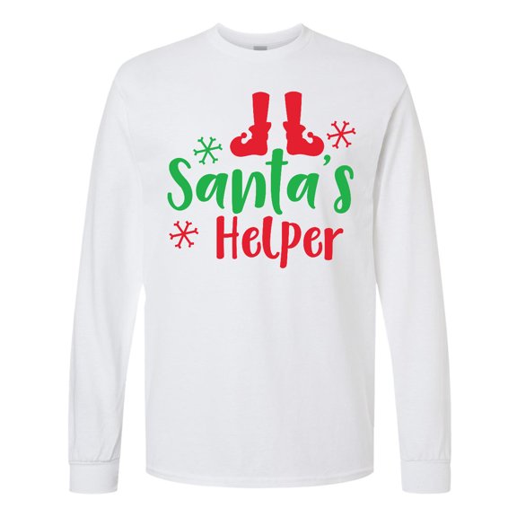 Inktastic Santa's Helper, Elf Shoes, Snowflakes, Christmas Long Sleeve T-Shirt