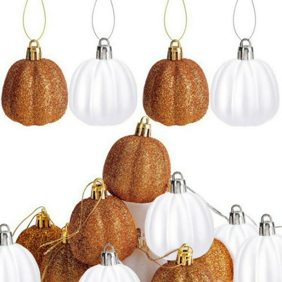 12 Pcs Fall Pumpkin Ornaments,2.36" Pumpkin Ball Ornaments for Tree Fall Hanging Tree Decorations Thanksgiving Ornament for Small Halloween Decor