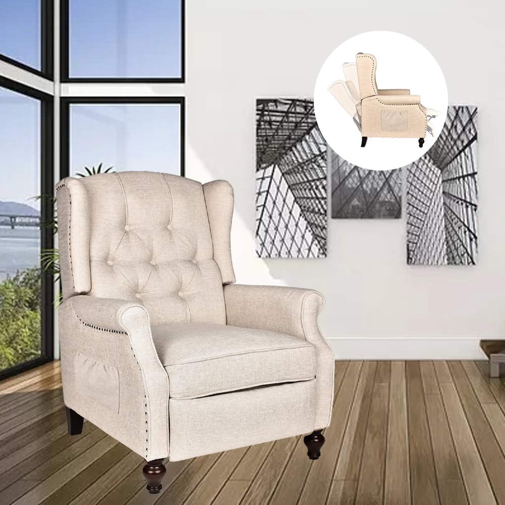 LVUYOYO Wingback Recliner Chair Push Back Arm Chair with Heat and Massage Tufted Single Sofa for Home, Living Room, Office, Bedroom