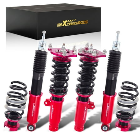 MaXpeedingrods Coilovers for Honda Civic Hatchback 2016-2021, 24 Levels Damper Adjustable Coilovers Suspension Kit, Height Adjustable Shock Absorber Struts, Lowering Kit, Red