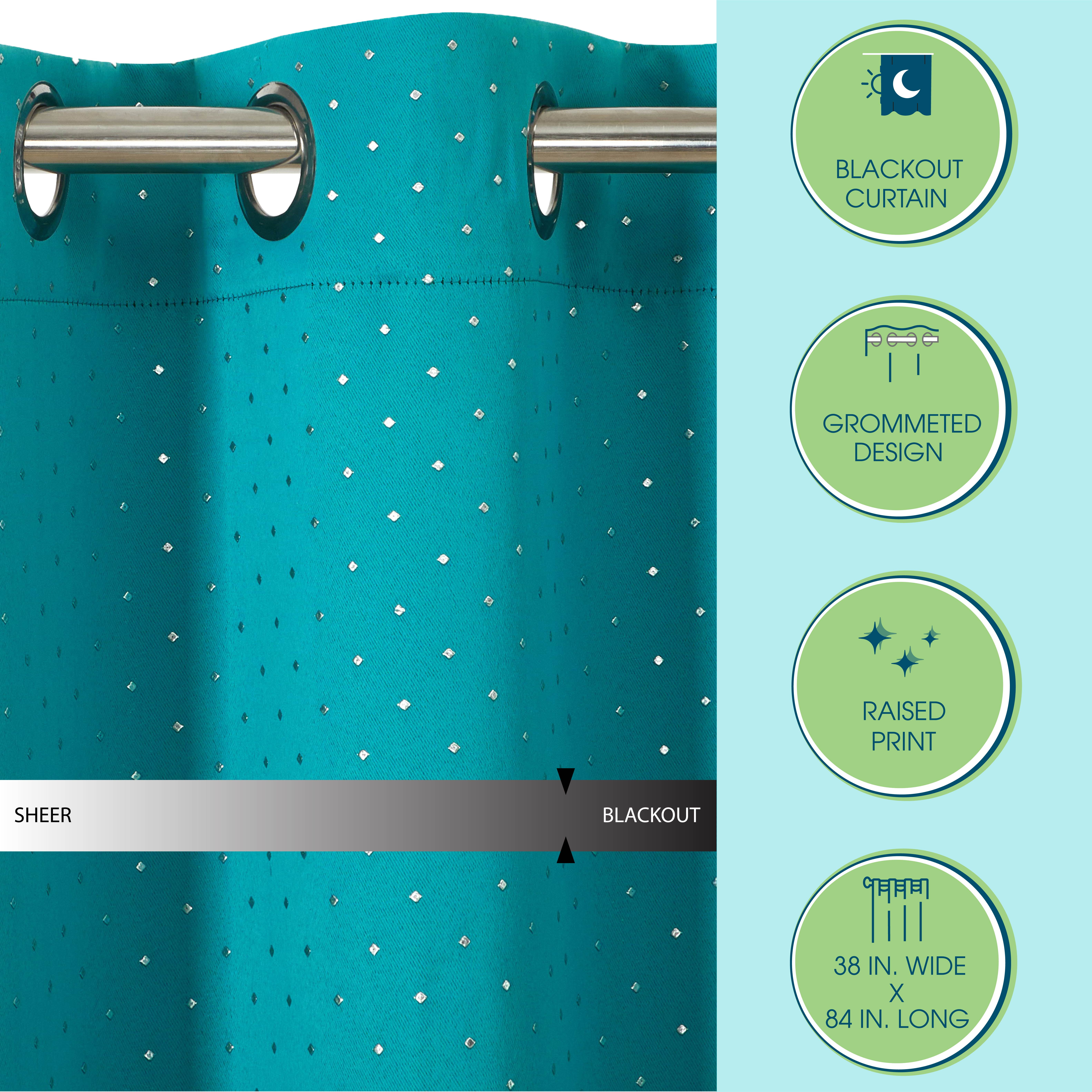 (2 pack) Your Zone Blackout Grommet Curtain Panel, 1 Panel, Blue/Metallic Diamond, 37" W x 84" L