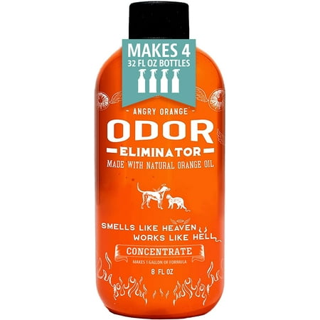 UPC: 0852669334534 | Angry Orange Pet Odor Eliminator for Home – 8oz Dog and Cat Pee Smell Remover for Carpet  Grass  Tile and Furniture – Citrus Concentrate  Makes 128oz of Liquid