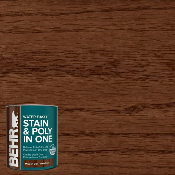 1 Qt Tis 358 Mission Oak Satin Semi, Stain And Polyurethane In One For Hardwood Floors
