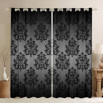 Homewish Bohemian Damask Black Out Curtains for Teens Female Men,Exotic Style Curtains Pack of 2 (42x63 Each),Traditional Floral Bedroom Curtains,Breathable Home Decor
