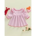 thumbnail image 6 of Jxzom Toddler Baby Girl Valentines Day Outfit Heart Embroidery Ruffled Collar Long Sleeve Plaid Smocked Dress 6 12 18 24 Months 2T 3T 4T Girls Valentines Clothes, 6 of 9