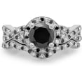 thumbnail image 3 of NYS Jewellrs 14K White Gold Plated 2.30 Ct Round Cut Black Diamond Wedding Engagement Bridal Ring Set For Women's 925 Sterling Silver -4, 3 of 3