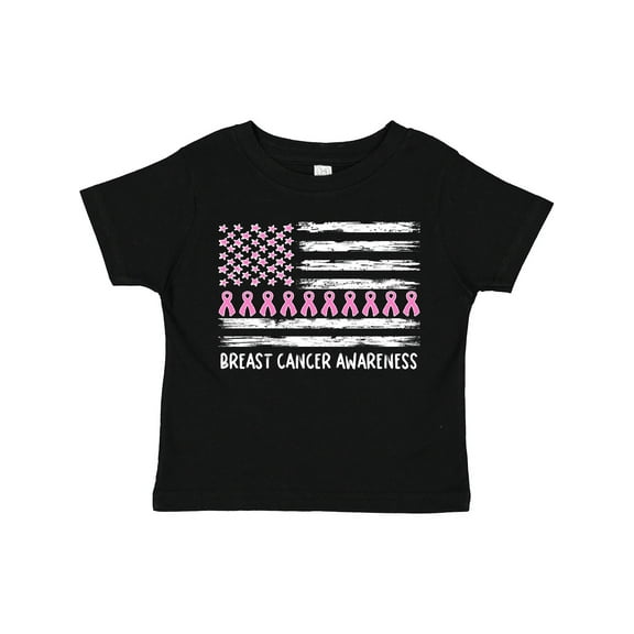 Inktastic Breast Cancer Awareness Pink Ribbons and Flag Boys or Girls Toddler T-Shirt